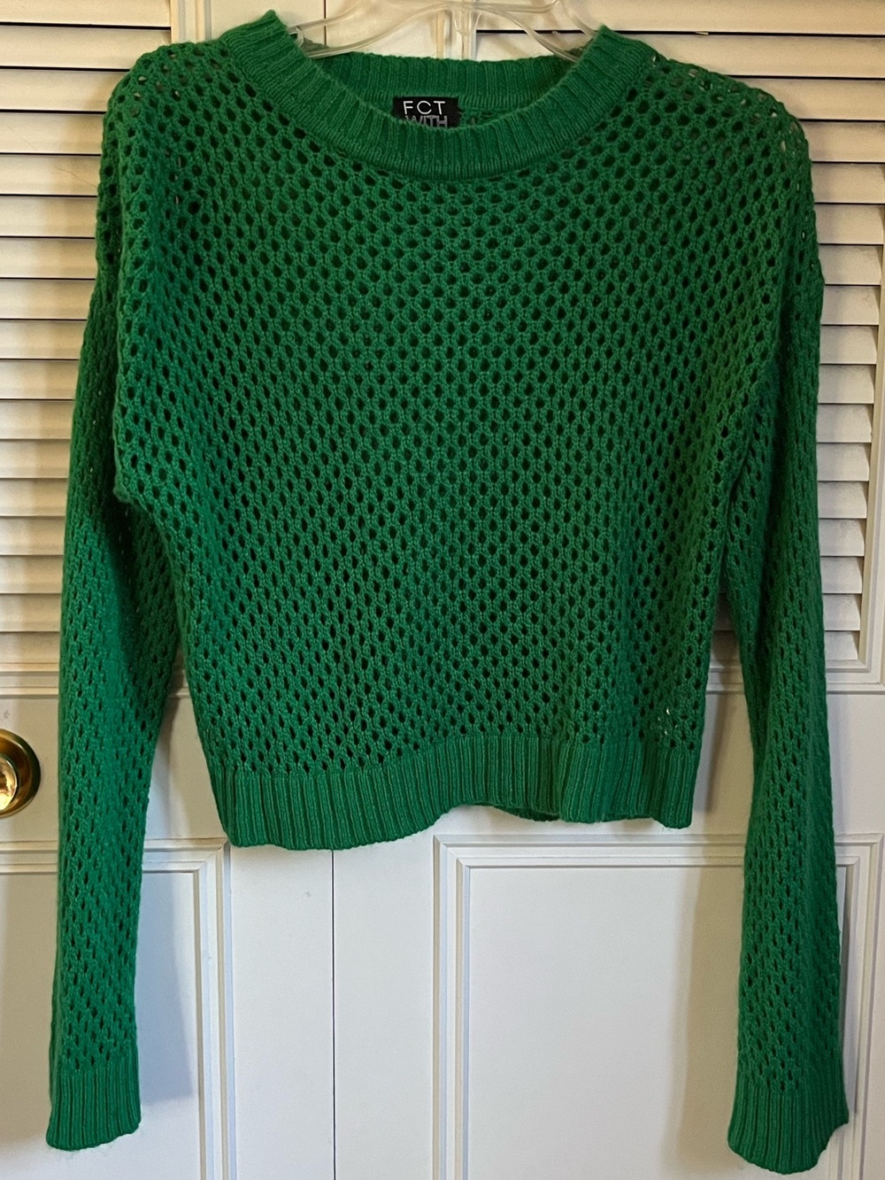 FCT With Love Green Open Knit Sweater Sz M